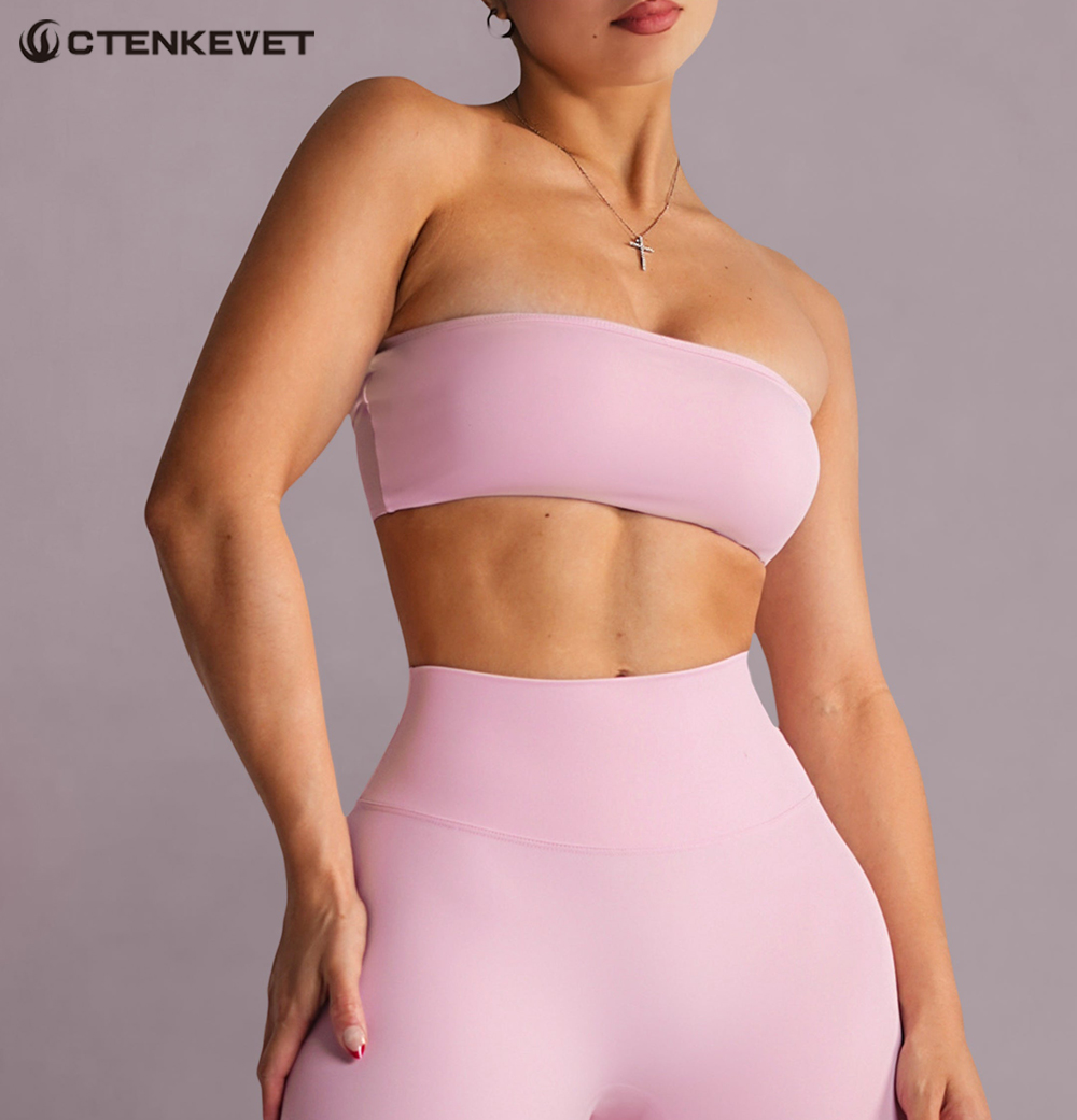 Crop Top Crochet - Biustonosz sportowy bez ramiączek, top do