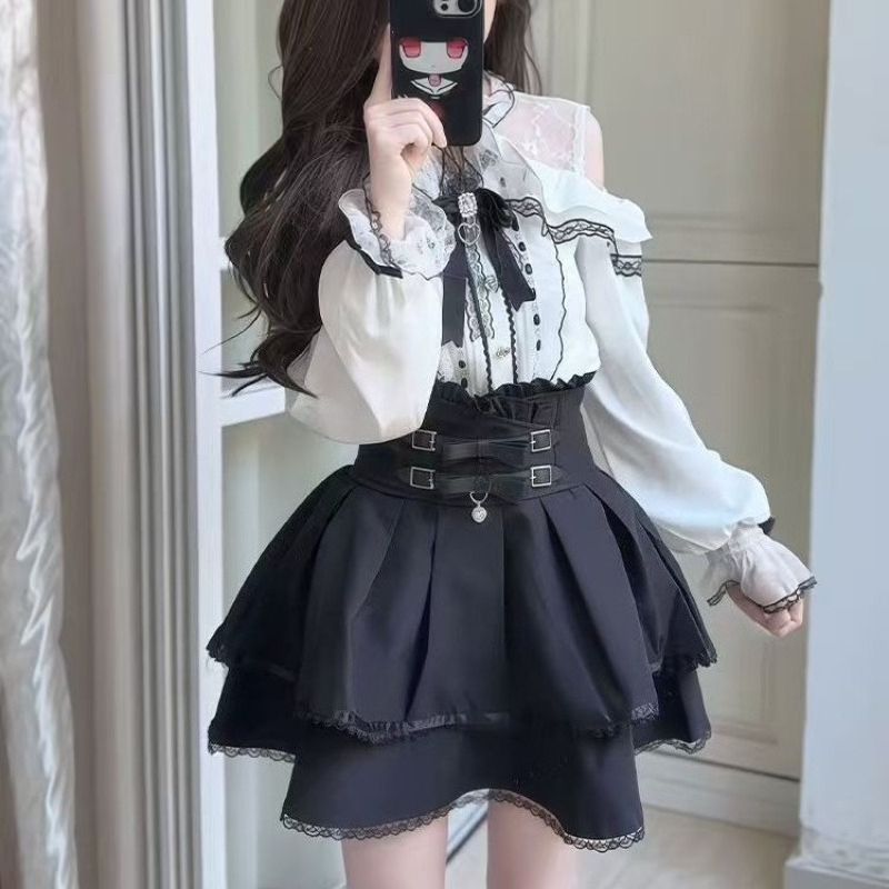 Japoński gotycki styl Y2k Loli – Blouse Off Shoulder recenzja i cena