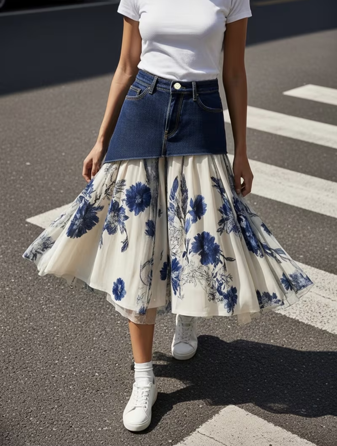 Damska spódnica midi w rozmiar – Midi Skirt Floral recenzja i cena